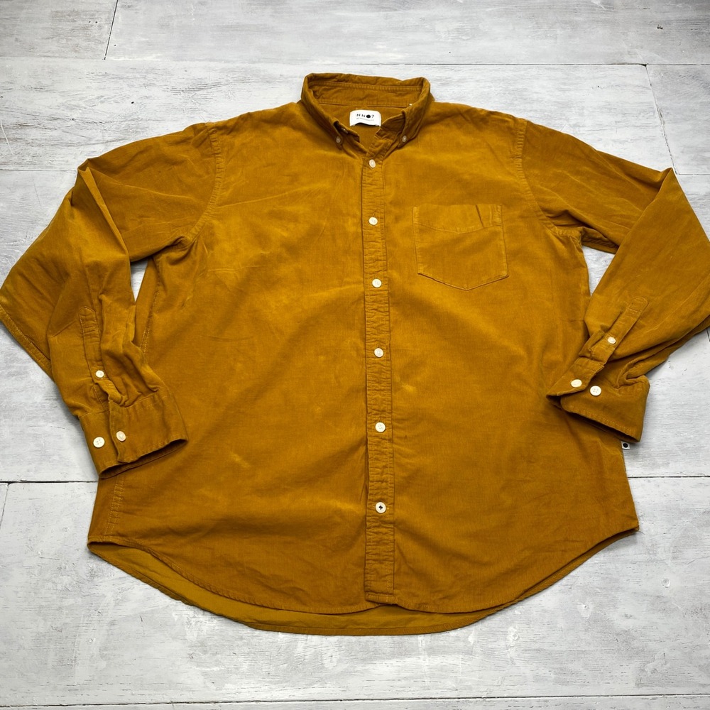 NN07 Levon Shirt Mens XL Mustard Yellow Corduroy Button Down Long Sleeve Regular